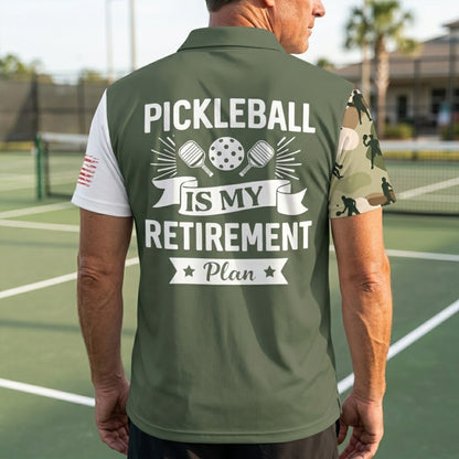 Pickleball Skull Camo Polo Shirt Personalized Name USA Flag Performance Shirt