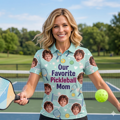 Our Favorite Pickleball Mom Custom Photo Polo Mint