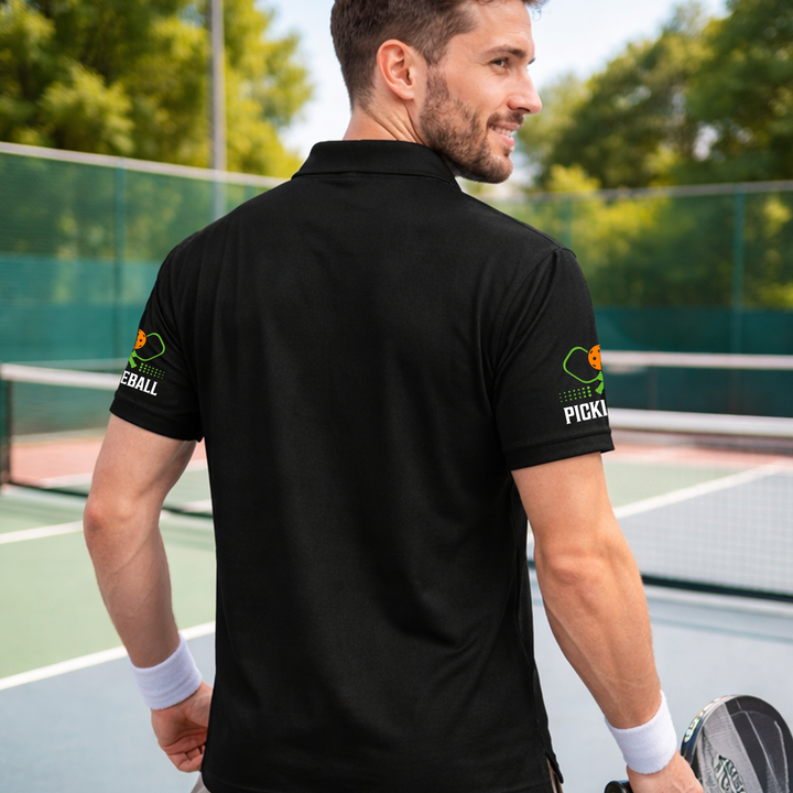 Pickleball Polo Shirt Custom Name Graphic Sport Shirt Breathable Mesh Athletic Top