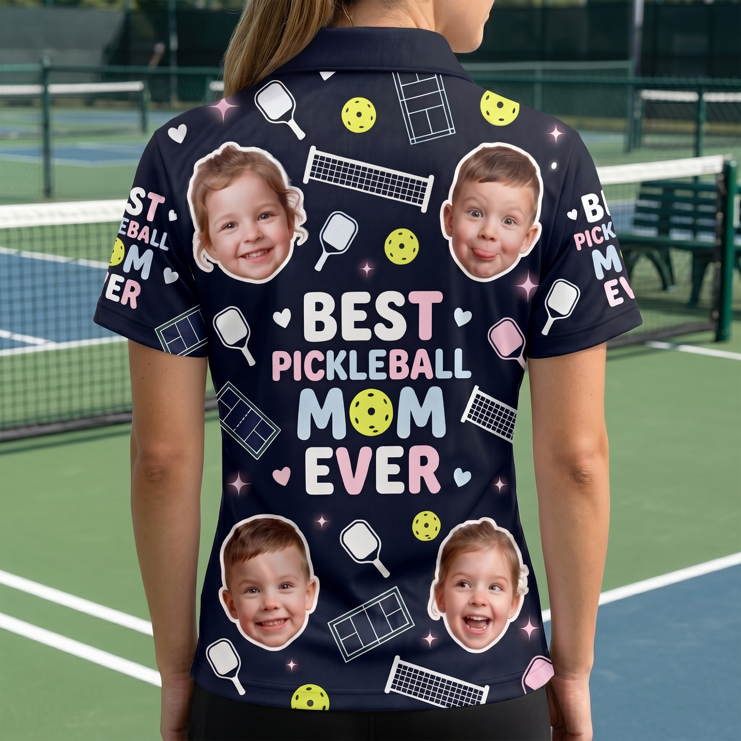 Best Pickleball Mom Ever Custom Photo Polo Women