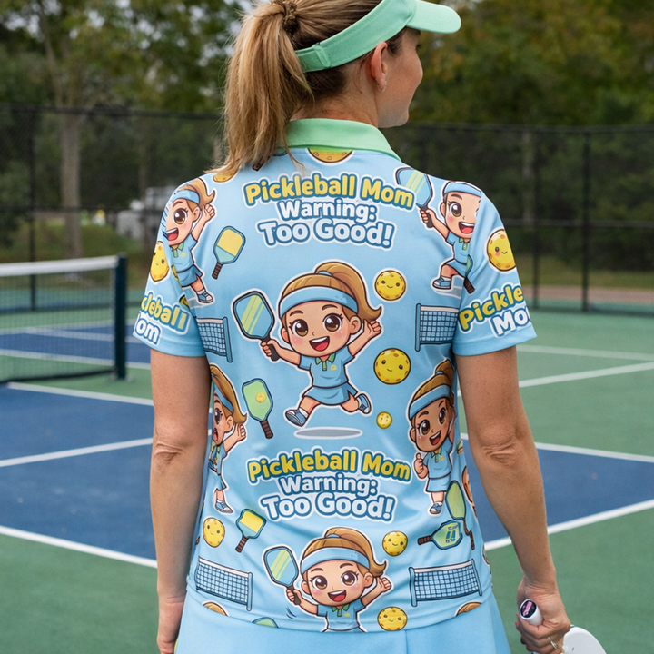 Pickleball Mom Warning Too Good Cartoon Womens Shirt