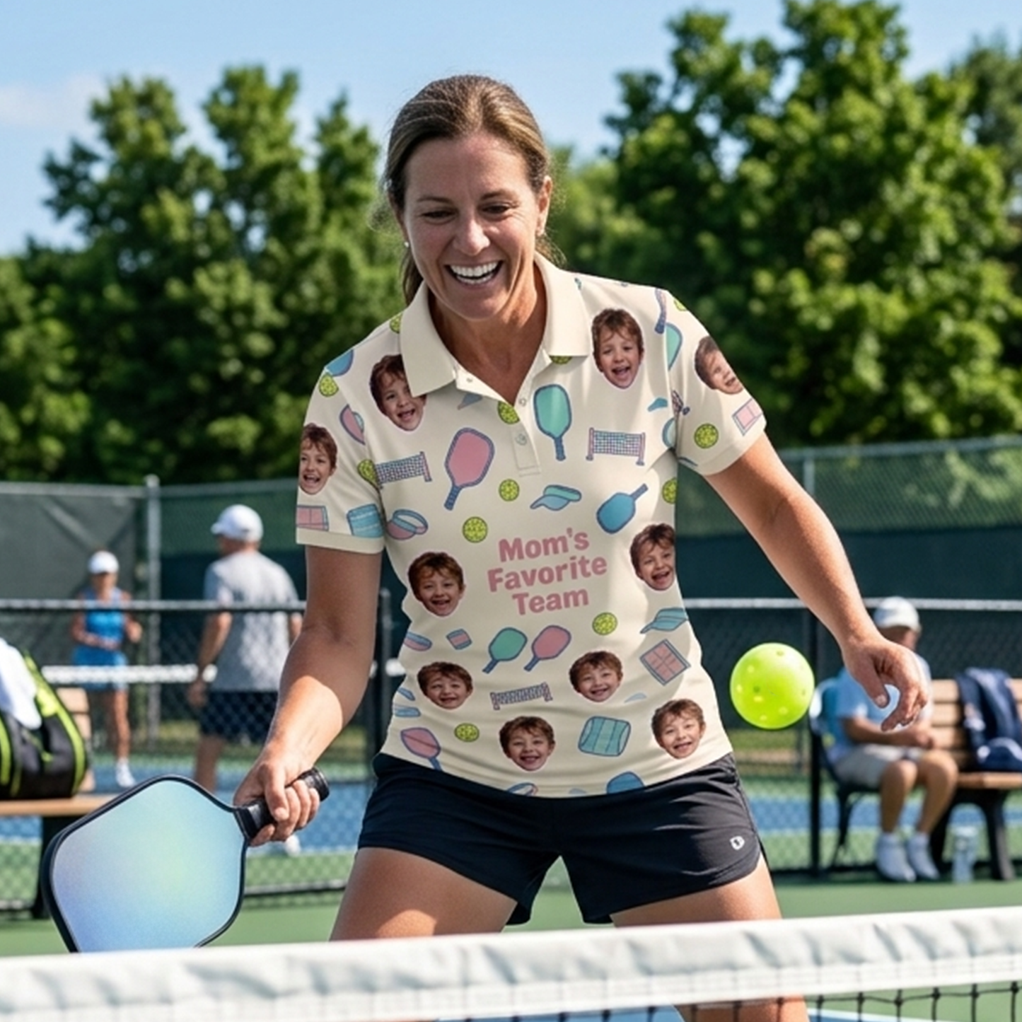 Mom's Favorite Team Custom Kid Face Pickleball Polo