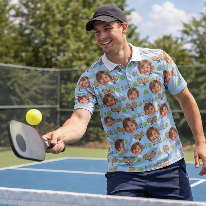 Custom Photo Pickleball Polo Shirt Personalized Face