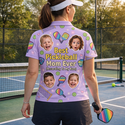 Best Pickleball Mom Custom Face Polo Shirt Women