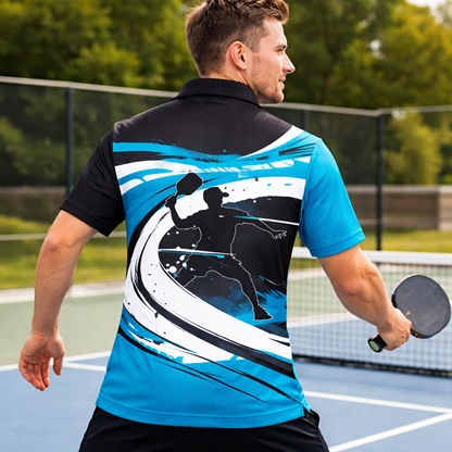 Personalized Pickleball Polo Shirt Sport Player Silhouette Graphic Custom Name Performance Tee