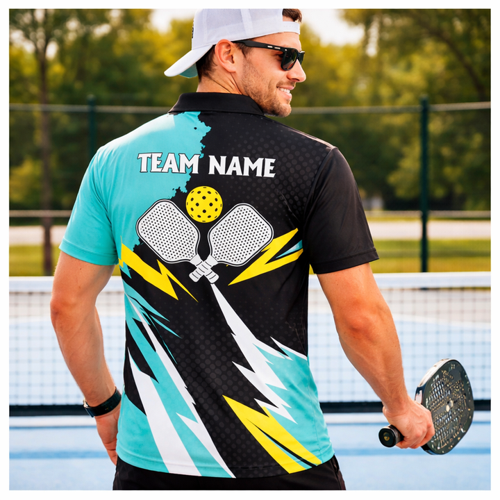 Custom Pickleball Polo Shirt Personalized Name Team Jersey Breathable Mesh Sports Shirt