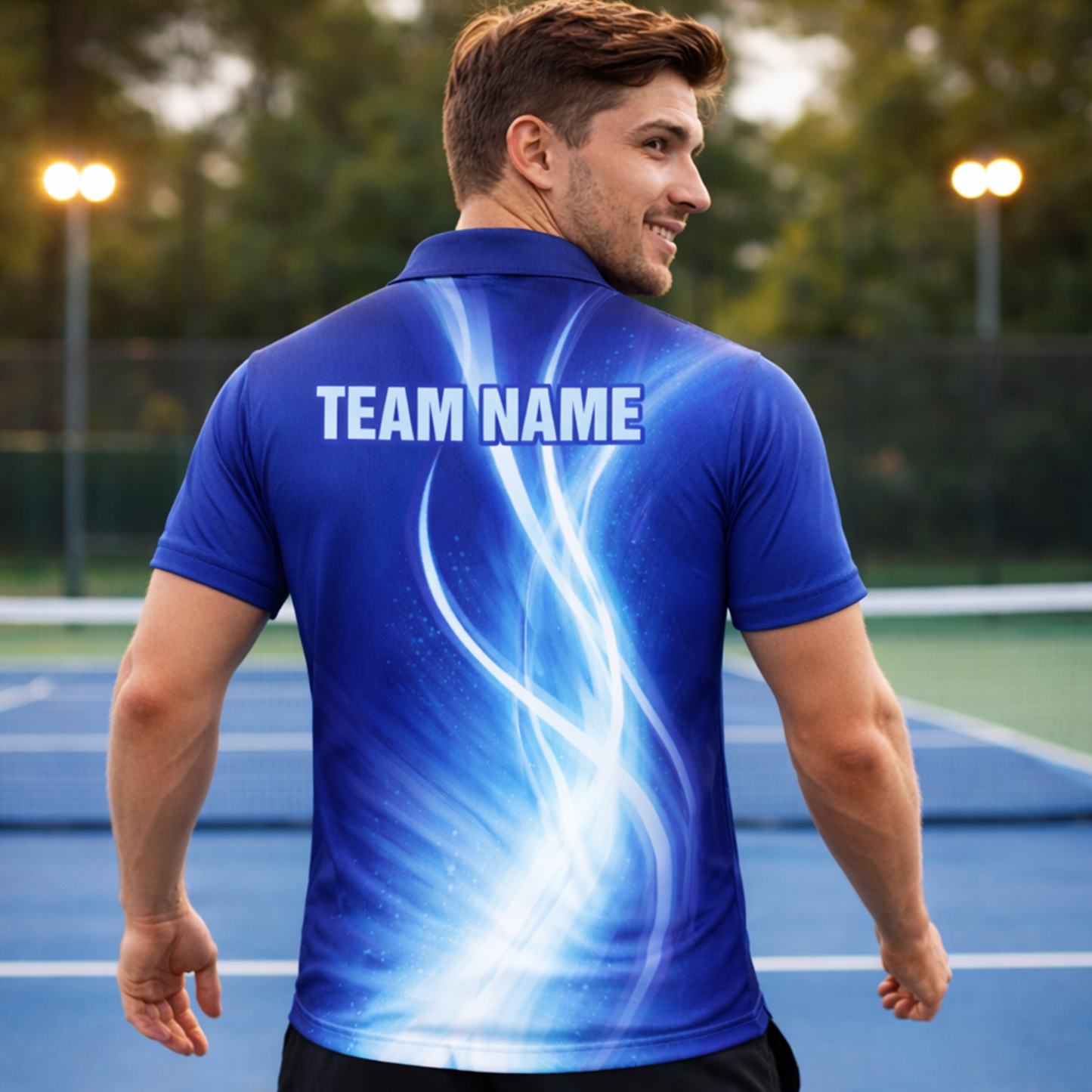 Pickleball Custom Name Team Polo Shirt Blue Gradient Sport Performance All Over Print Unisex Shirt