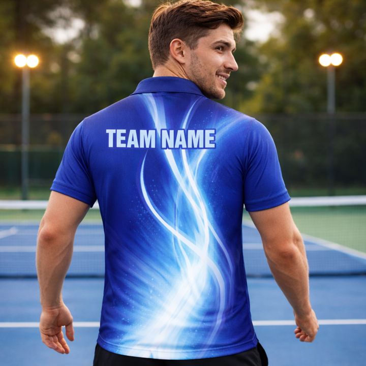 Pickleball Custom Name Team Polo Shirt Blue Gradient Sport Performance All Over Print Unisex Shirt
