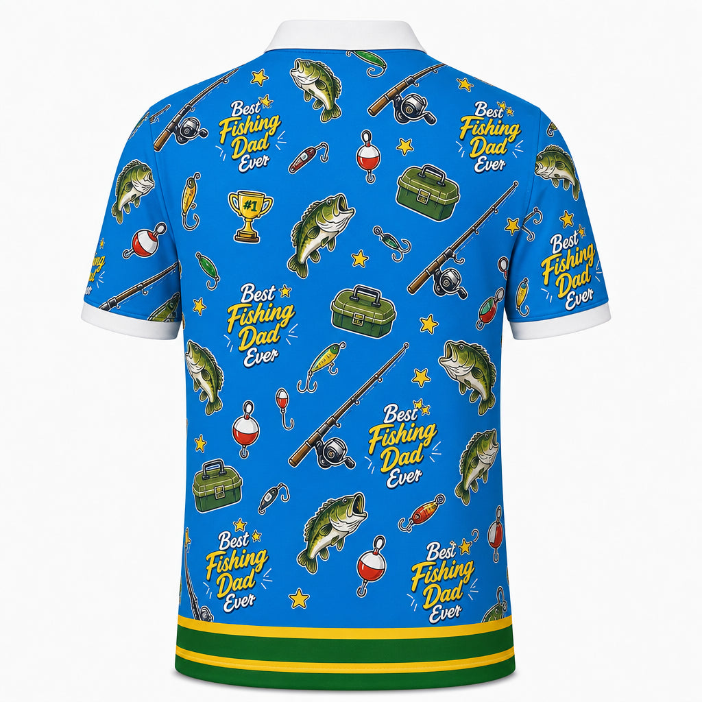Best Fishing Dad Ever Custom Photo Polo - Back view
