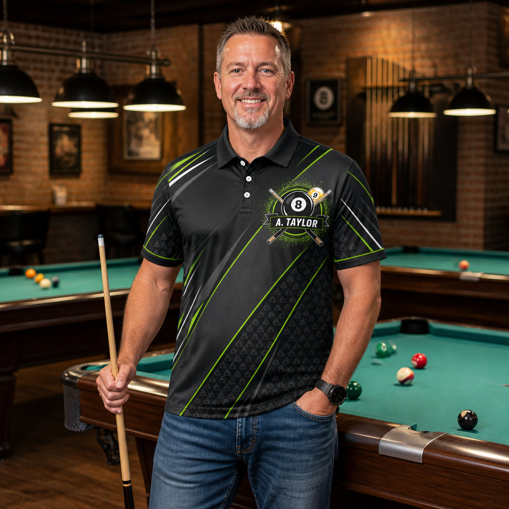 Custom Billiards Team AOP Polo — Name & Team - Lifestyle 2
