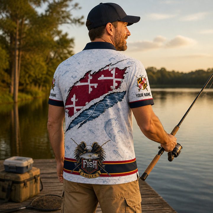 Maryland Flag Eagle Fishing Polo - How to customize