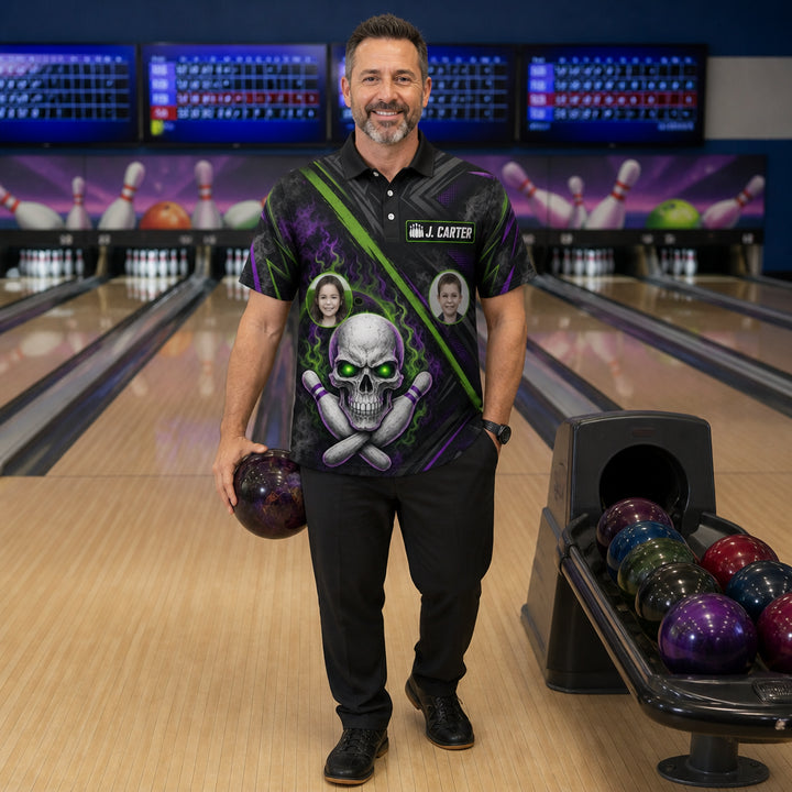 Neon Skull Strike – Custom Name & Team AOP Polo - Lifestyle 2