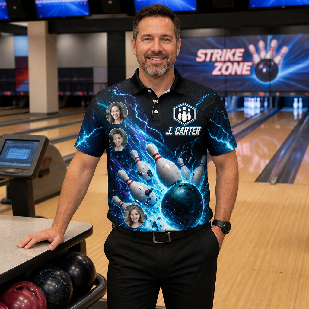 Electric Strike Bowling Polo – Custom Team & Name - Lifestyle 2