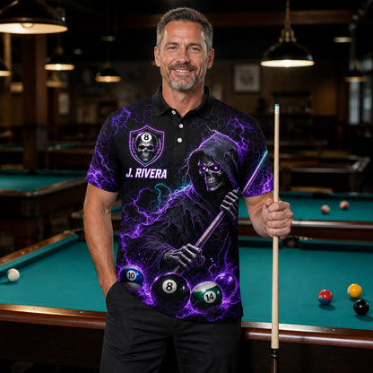 Grim Reaper Pool Team Polo — Custom Team & Player Name - Lifestyle 1