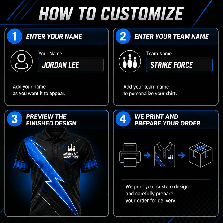 Custom Bowling Team Polo — Name & Team - How to customize