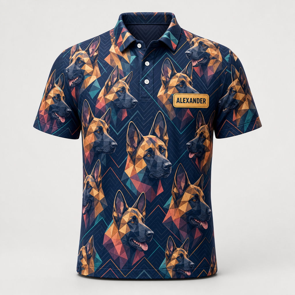 German Shepherd Pop-Pattern AOP Polo — Custom Name - Personalized Polo shirt - All over printed 89d24111-6b33-423d-8828-9eda5709c168.png