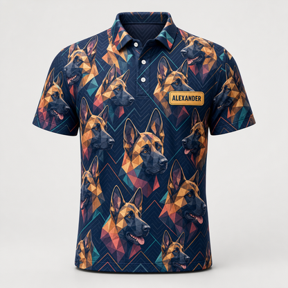 German Shepherd Pop-Pattern AOP Polo — Custom Name - Personalized Polo shirt - All over printed 89d24111-6b33-423d-8828-9eda5709c168.png