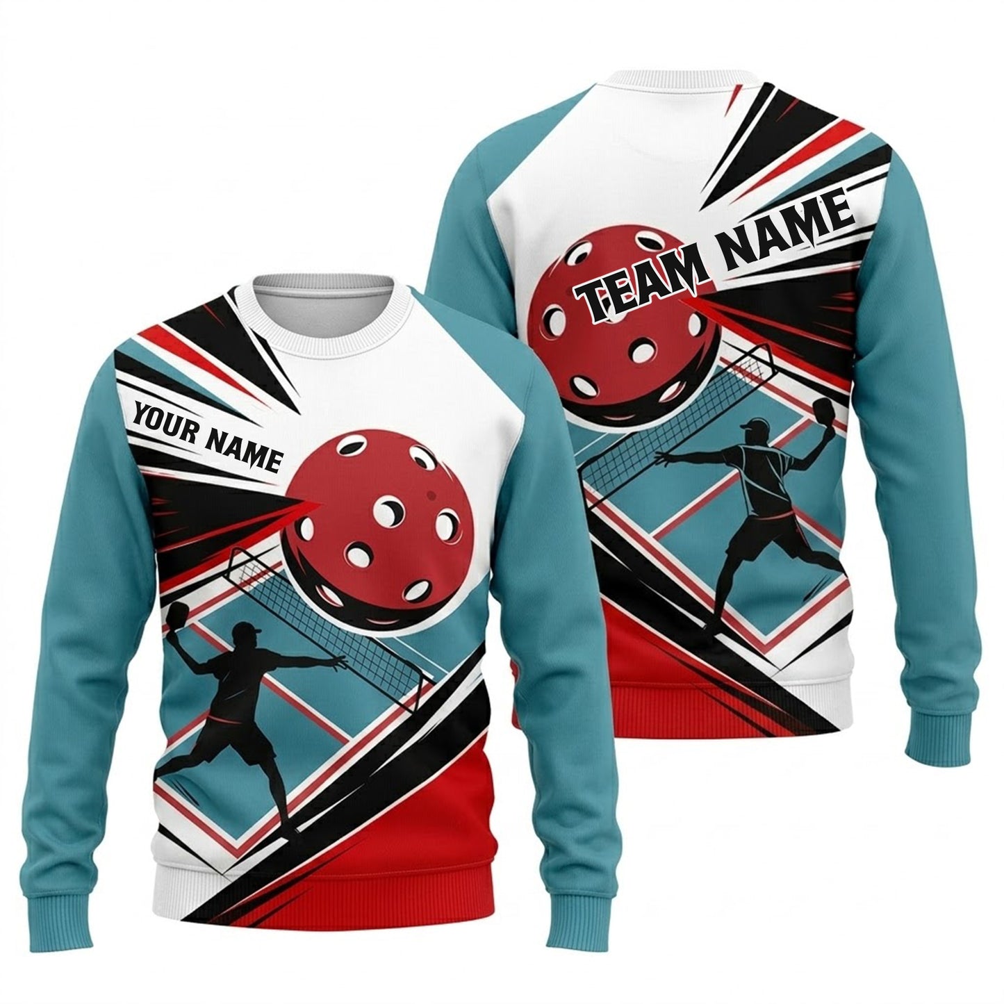 Men's Pickleball Polo Shirt Personalized Name Team Custom Short Sleeve Athletic Golf Polo Teal Red White Black Player Print