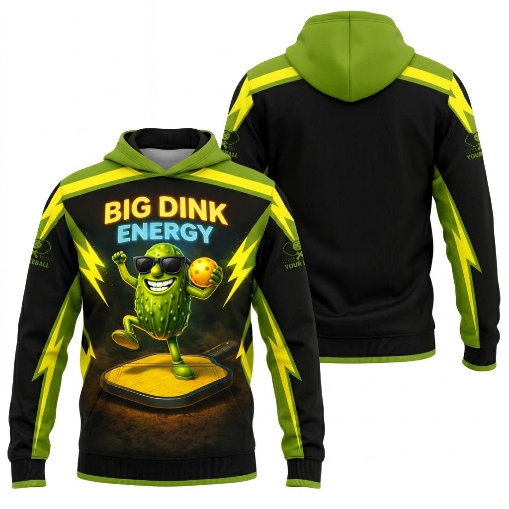 Big Dink Energy Pickleball Polo Shirt Funny Pickle Character Performance Sports Polo for Men Women Black