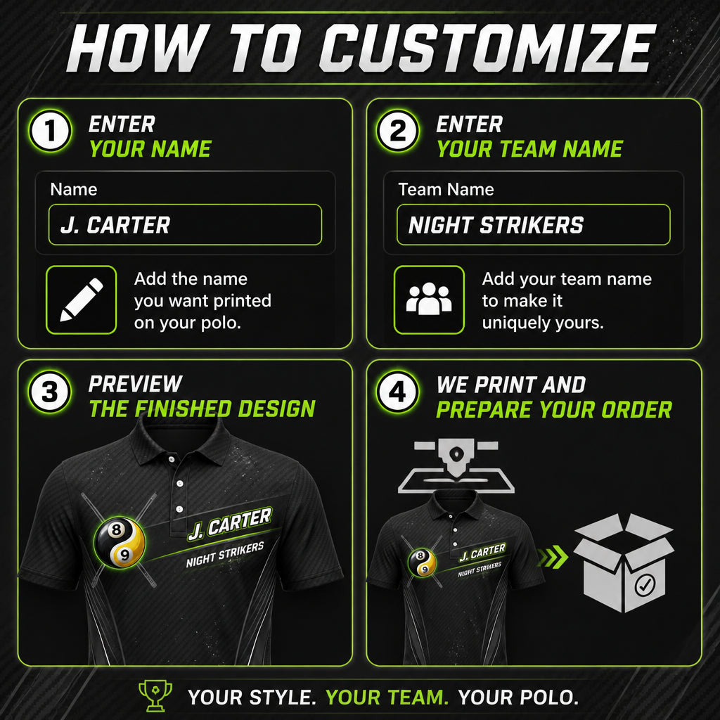 Custom Billiards Yin-Yang 8/9 Team Polo - How to customize