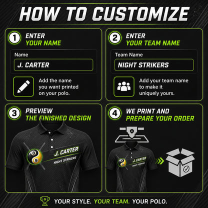 Custom Billiards Yin-Yang 8/9 Team Polo - How to customize