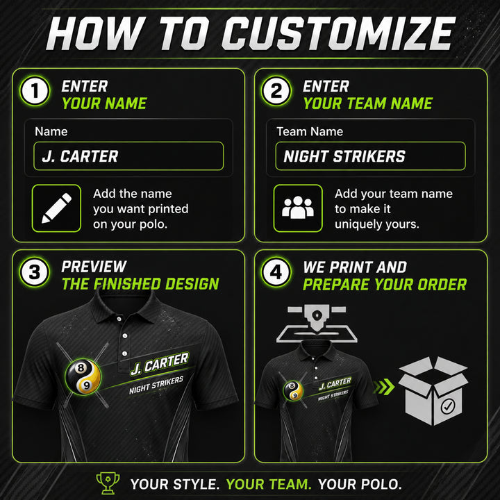 Custom Billiards Yin-Yang 8/9 Team Polo - How to customize