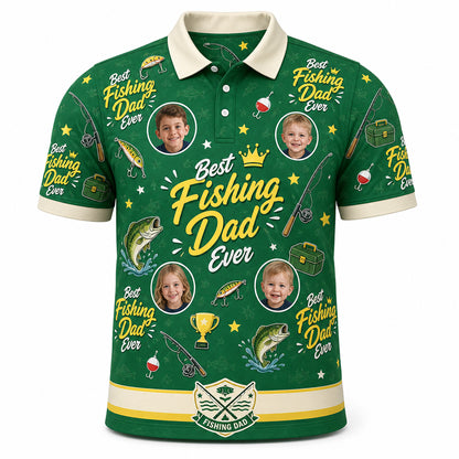 Best Dad Ever Fishing Polo (Green Colorway) - Hero