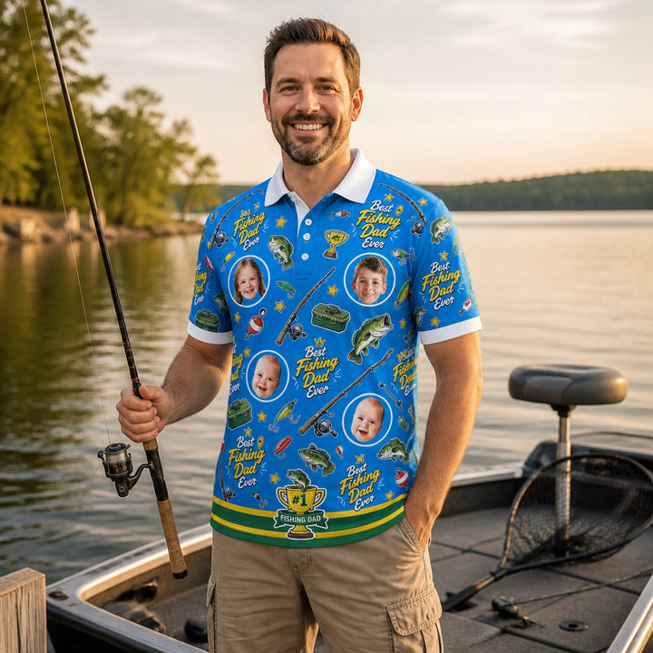 Best Fishing Dad Ever Custom Photo Polo - Lifestyle 1