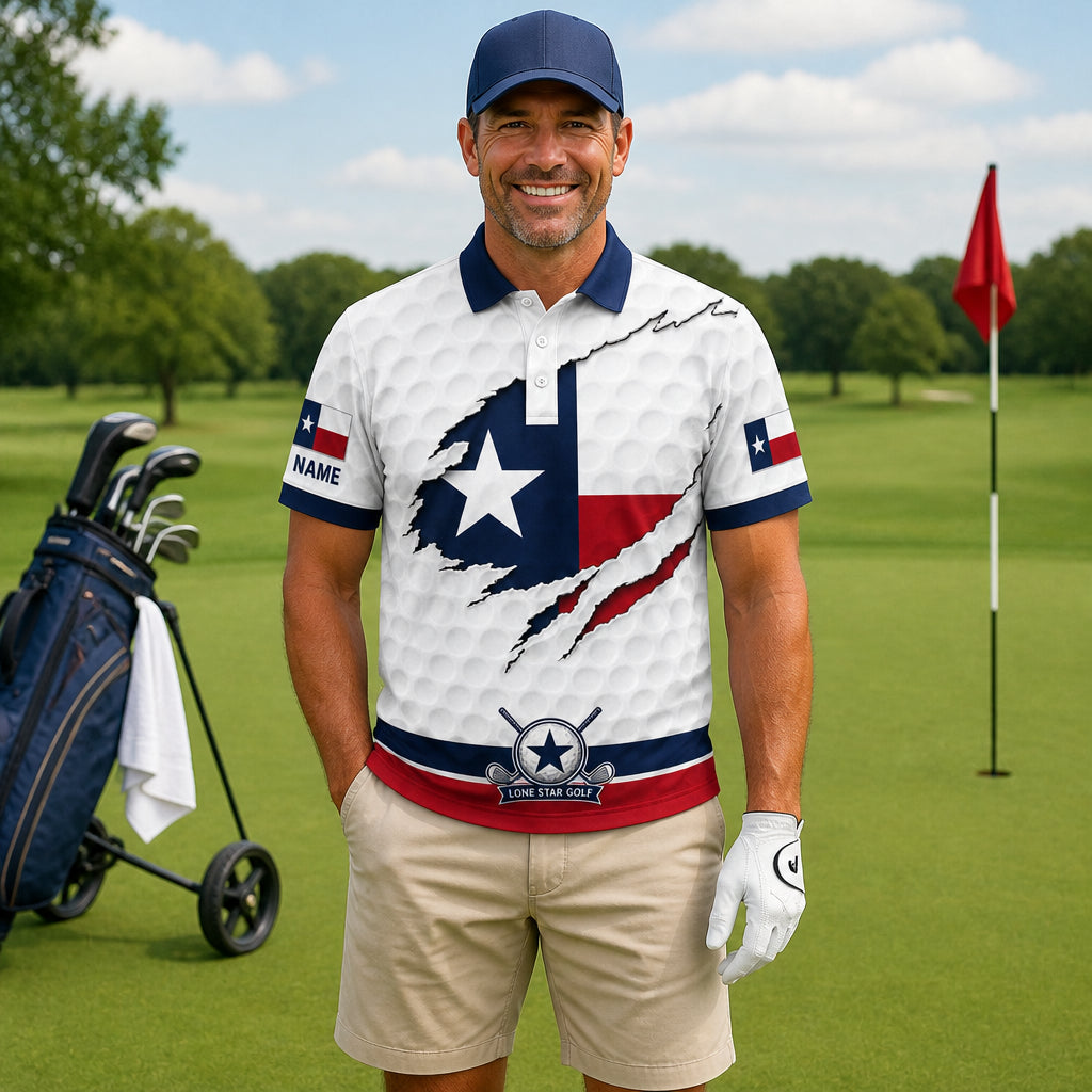 Texas Flag Eagle Golf Polo - Lifestyle 1