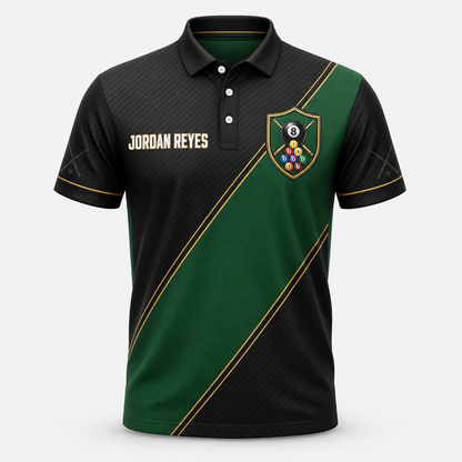 Custom Billiards Team AOP Polo – Player Name Front, Team Name Back - Hero