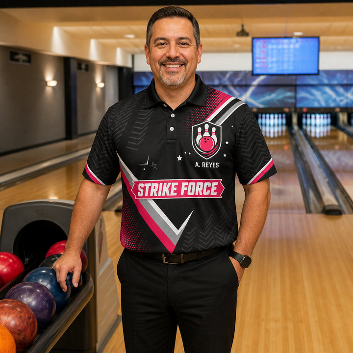Custom Bowling Team AOP Polo — Team Name & Player Name - Lifestyle 1