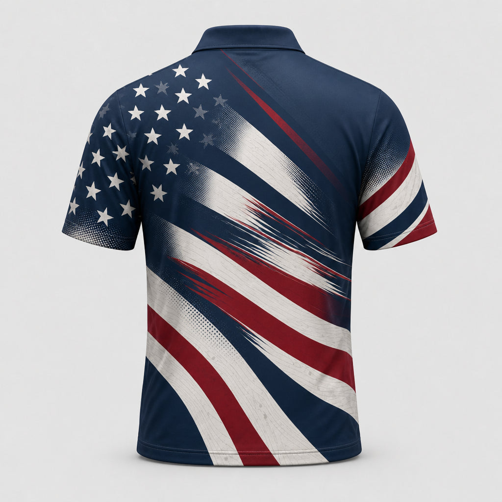 Patriotic Bowling Team Polo — Custom Name & Team - Back view