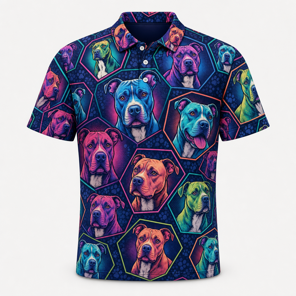 Neon Dog Mosaic AOP Polo — Custom Name - Personalized Polo shirt - All over printed 9b98bf14-a14b-42a8-a602-1d189da2f6cb.png