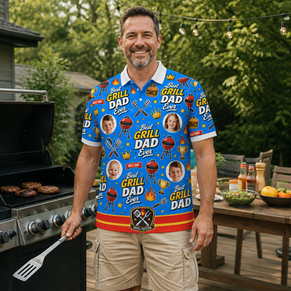Best Grill Dad Ever Custom Photo Polo - Lifestyle 1