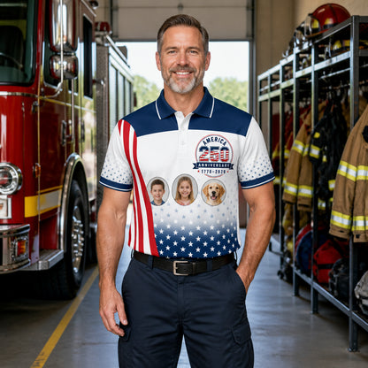 America 250th Anniversary Flag Crest AOP Polo (1776–2026) - Lifestyle 2