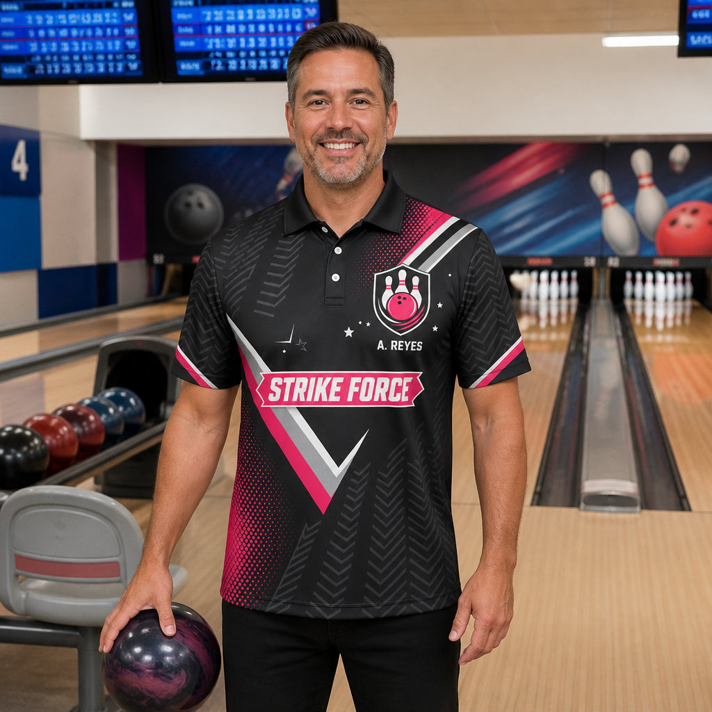 Custom Bowling Team AOP Polo — Team Name & Player Name - Lifestyle 2