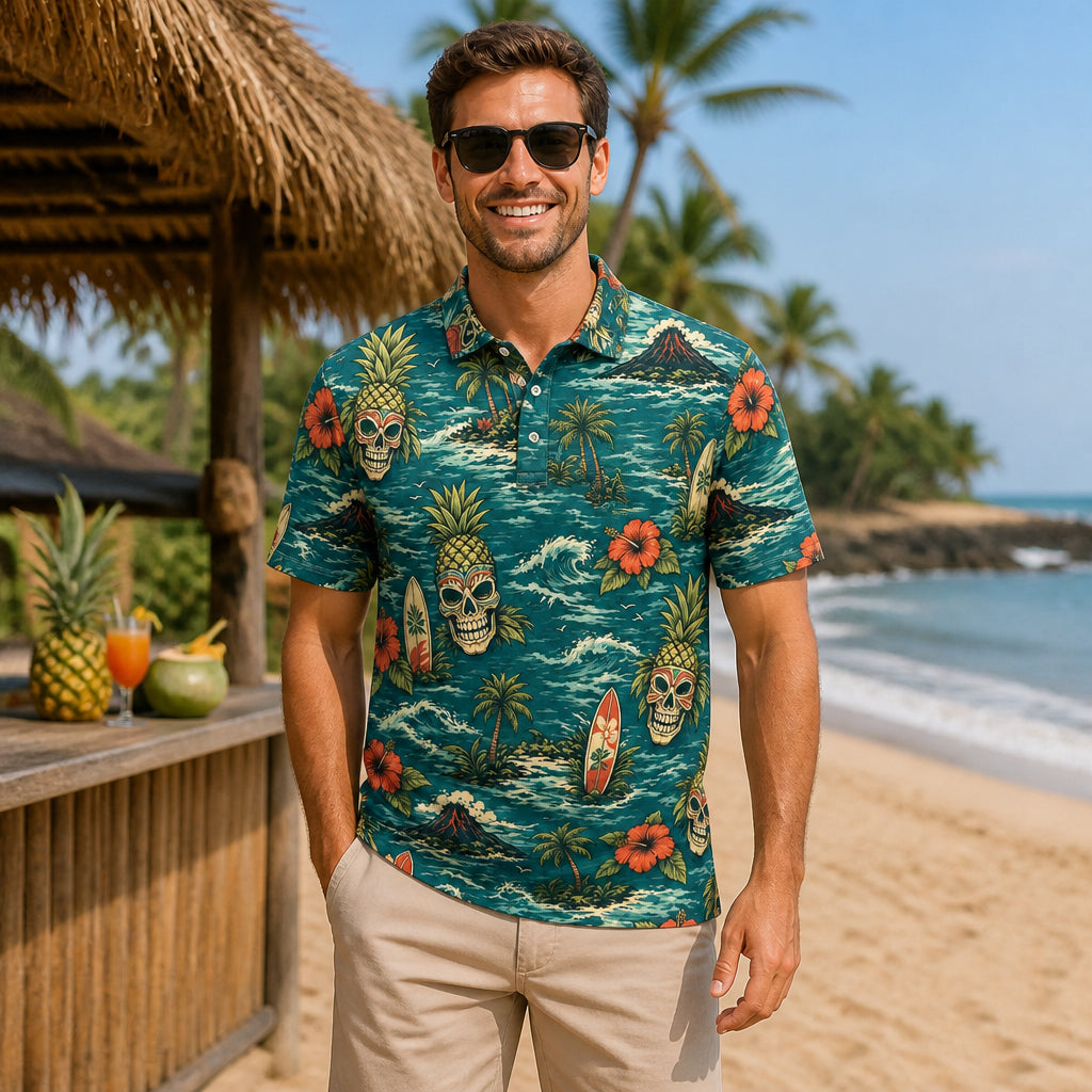 Personalized Tiki Skull Tropical AOP Polo - Personalized Polo shirt - All over printed 9d70d61b-24e9-47a1-90b0-0b03b20308c5.jpg