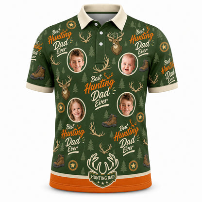 Best Hunting Dad Ever Custom Photo Polo - Hero