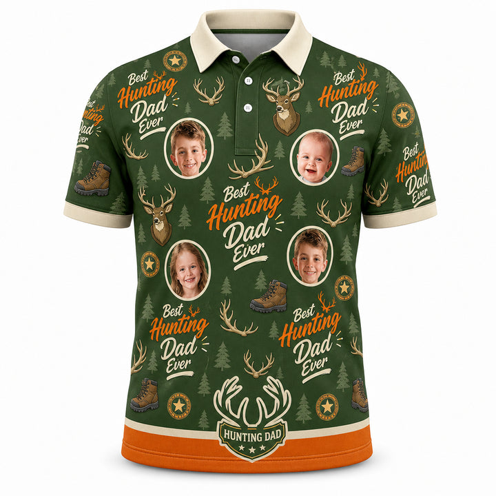 Best Hunting Dad Ever Custom Photo Polo - Hero