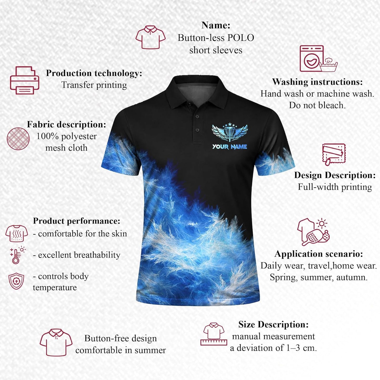 Custom Disc Golf Polo Shirt for Men & Women Personalized Team Name