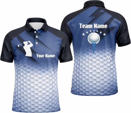 Custom Golf Polo Shirt Personalized Name Team Golf Shirt Performance Golf Apparel Blue Gradient