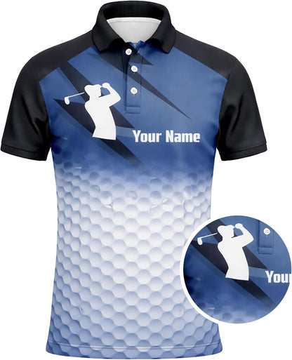 Custom Golf Polo Shirt Personalized Name Team Golf Shirt Performance Golf Apparel Blue Gradient