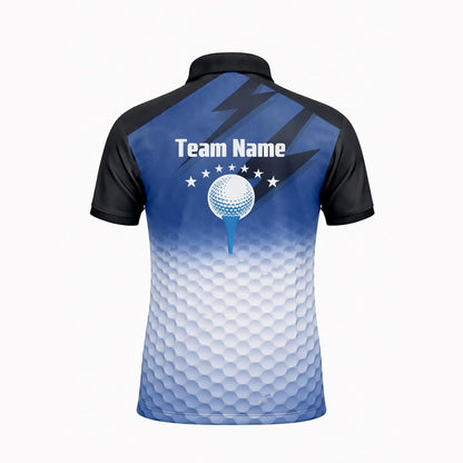 Custom Golf Polo Shirt Personalized Name Team Golf Shirt Performance Golf Apparel Blue Gradient
