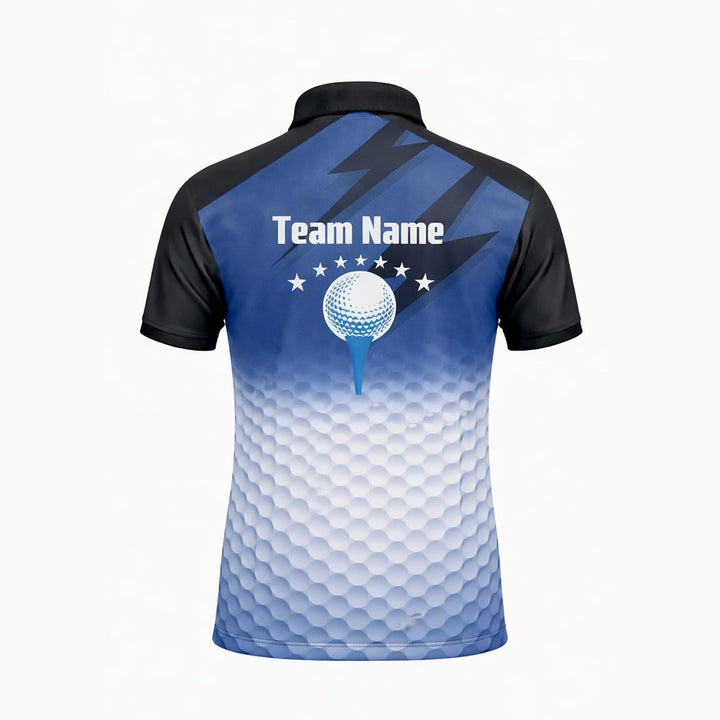 Custom Golf Polo Shirt Personalized Name Team Golf Shirt Performance Golf Apparel Blue Gradient