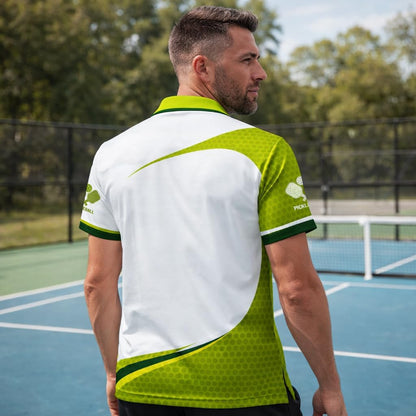 Custom Name Pickleball Polo Shirt 3D Ball Court Graphic Performance Sport Shirt for Men Women