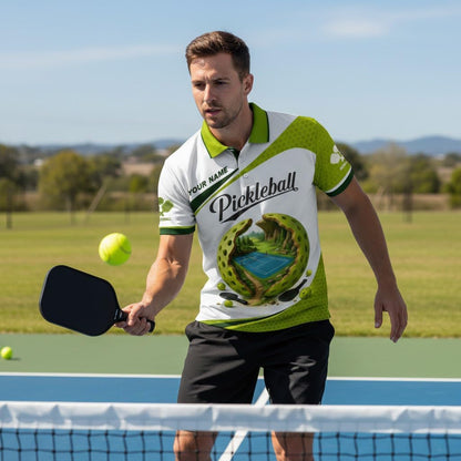 Custom Name Pickleball Polo Shirt 3D Ball Court Graphic Performance Sport Shirt for Men Women