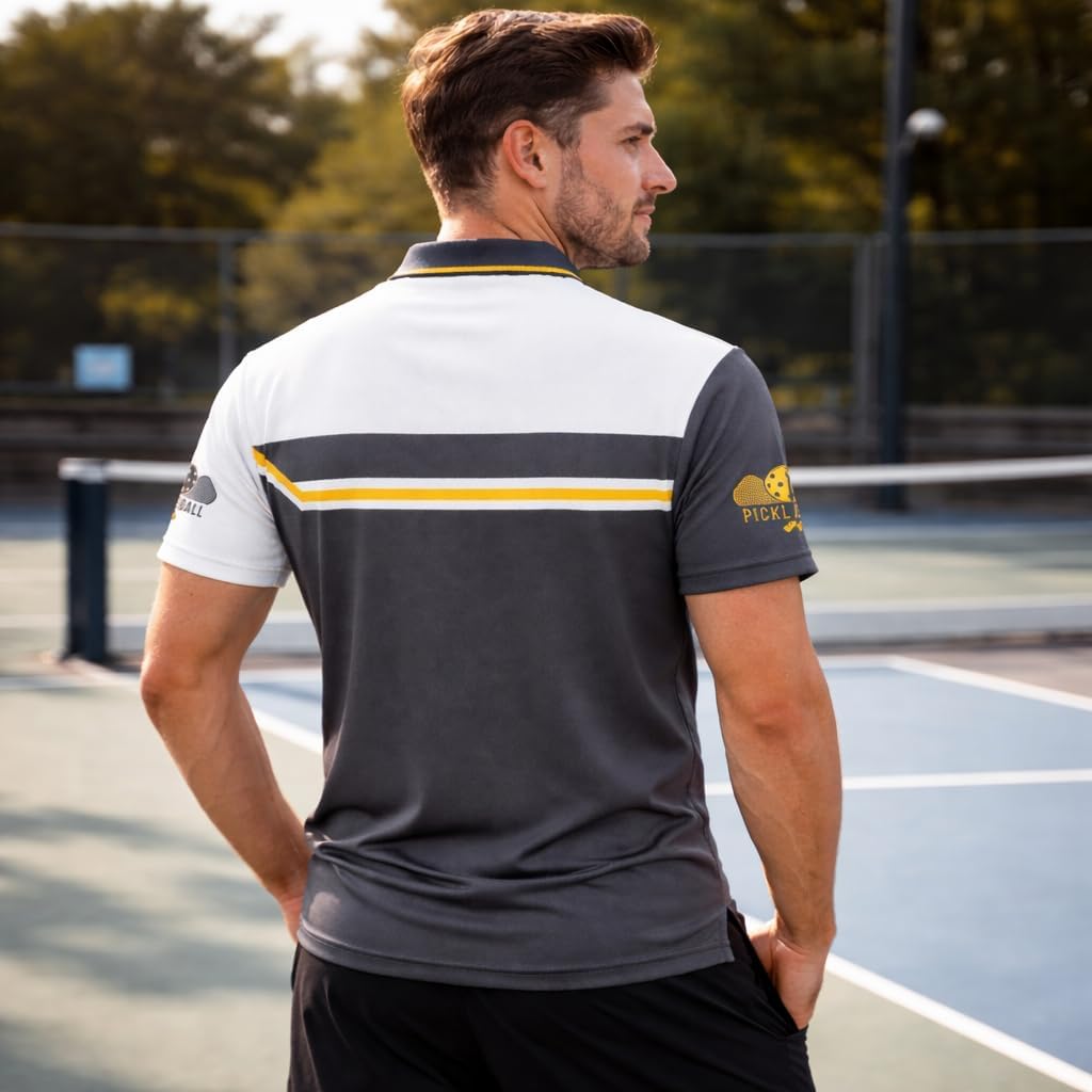 Custom Name Pickleball Polo Shirt Born to Play Pickleball Paddle Performance Shirt Black Gold