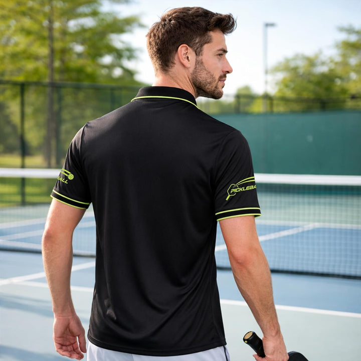Custom Name Pickleball Polo Shirt It's in My DNA Pickleball DNA Graphic Performance Shirt Black Green