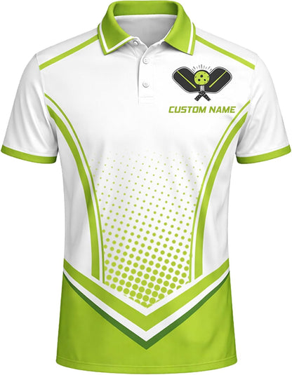 Custom Name Pickleball Polo Shirt Unisex Performance Team Jersey Green White