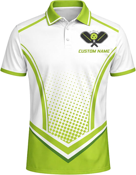Custom Name Pickleball Polo Shirt Unisex Performance Team Jersey Green White